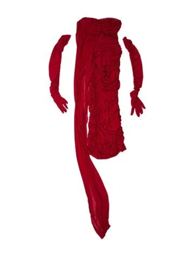 Pre-owned Nana Jacqueline Strapless Midi Length Dress In Red