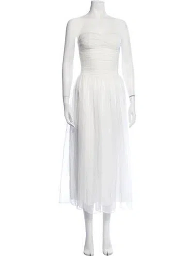 Pre-owned Nana Jacqueline Strapless Midi Length Dress W/ Tags In White
