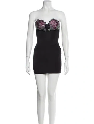 Pre-owned Nana Jacqueline Strapless Mini Dress In Black