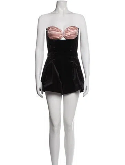 Pre-owned Nana Jacqueline Strapless Romper In Black/pink