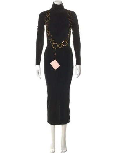Pre-owned Nana Jacqueline Turtleneck Long Dress In Black