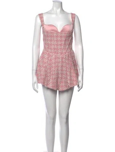 Pre-owned Nana Jacqueline Tweed Pattern Mini Dress In Pink
