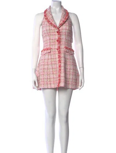Pre-owned Nana Jacqueline Tweed Pattern Mini Dress In Pink