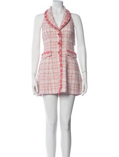 Pre-owned Nana Jacqueline Tweed Pattern Mini Dress W/ Tags In Pink