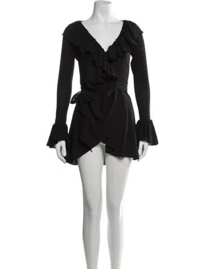 Pre-owned Nana Jacqueline V-neck Mini Dress In Black