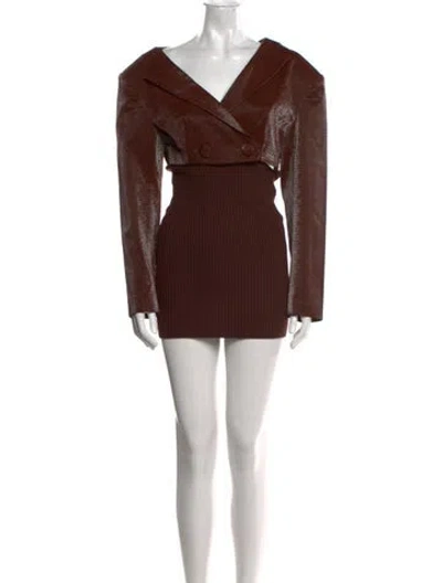 Pre-owned Nana Jacqueline V-neck Mini Dress In Brown