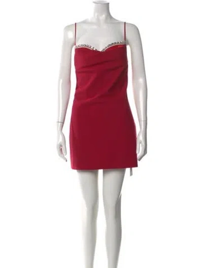 Pre-owned Nana Jacqueline V-neck Mini Dress In Red