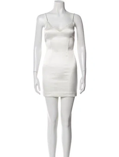 Pre-owned Nana Jacqueline V-neck Mini Dress In White