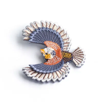 Nana Watanabe Women's Bird Embroidery Brooch - Grey In Gray