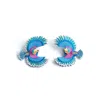 Nana Watanabe Women's Bird Embroidery Earrings - Blue In Blue