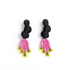 Nana Watanabe Women's Black / Pink / Purple Noi Embroidery Earrings - Black In Multi