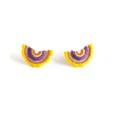 Nana Watanabe Women's Bloom Embroidery Earrings - Yellow