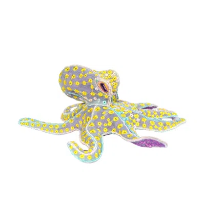 Nana Watanabe Women's Flora Octopus – Sculptural Embroidered Brooch / Yellow