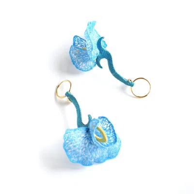 Nana Watanabe Women's Fragrant Vines Embroidery Earrings - Blue