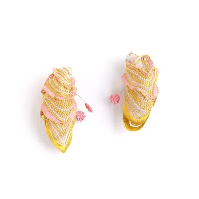 Nana Watanabe Women's Gold / Yellow See The Light Embroidery Earrings - Gold