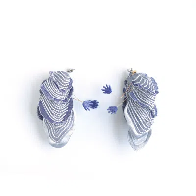 Nana Watanabe Women's Grey / Silver See The Light Embroidery Earrings - Silver In Gray