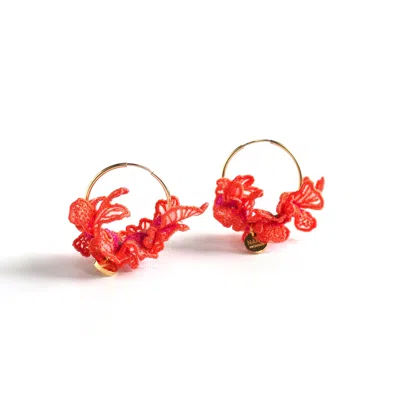 Nana Watanabe Women's Pink / Purple Swell Embroidery Earrings - Pink