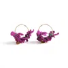 Nana Watanabe Women's Pink / Purple Swell Embroidery Earrings - Purple