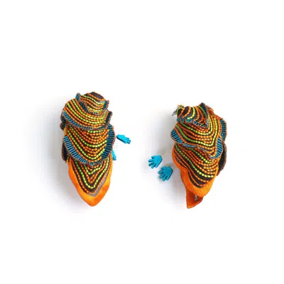 Nana Watanabe Women's See The Light Embroidery Earrings - Orange