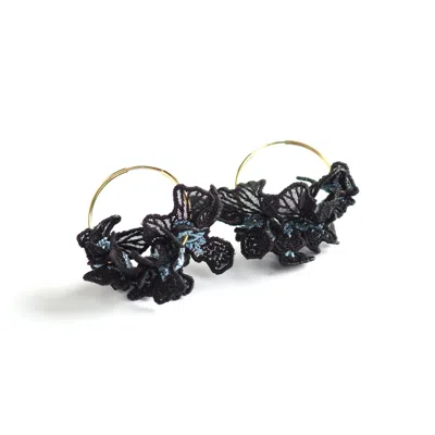 Nana Watanabe Women's Swell Embroidery Earrings - Black