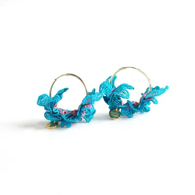 Nana Watanabe Women's Swell Embroidery Earrings - Blue