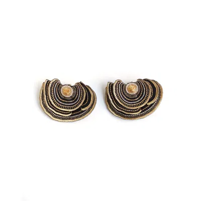 Nana Watanabe Women's Turkey Tail Embroidery Earrings - Gold