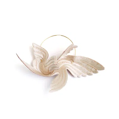 Nana Watanabe Women's White Joy Big Bird Embroidery Earring - Ivory