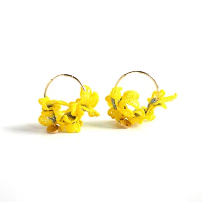 Nana Watanabe Women's Yellow / Orange Swell Embroidery Earrings - Yellow