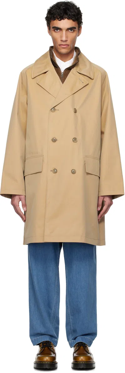 Nanamica Beige 2l Cotton Gore-tex Double Breasted Coat