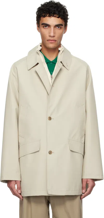 Nanamica Beige 2l Gore-tex Car Coat In Dry Sand