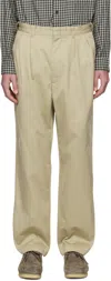 NANAMICA BEIGE DOUBLE PLEAT CHINO TROUSERS