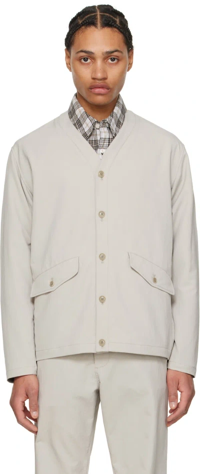 Nanamica Beige Y-neck Cardigan In Ph Pale Gray