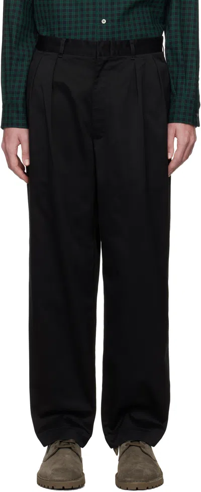 Nanamica Black Double Pleat Chino Trousers In K Black