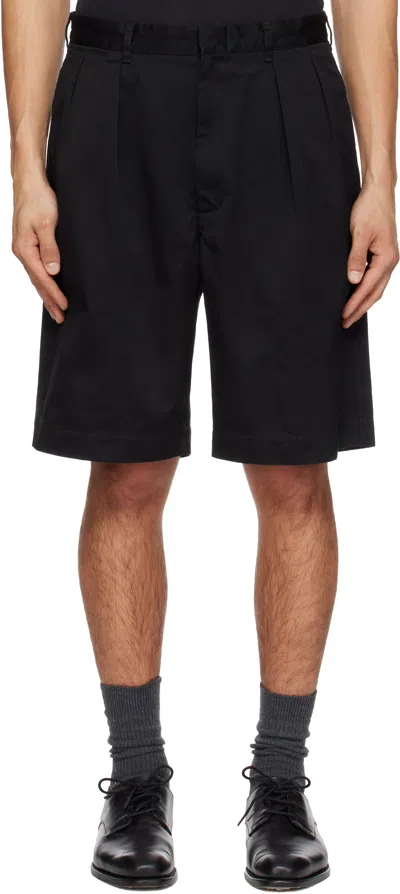 Nanamica Black Double Pleated Chino Shorts In Blue