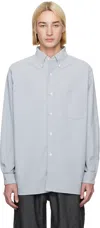 Nanamica Blue Button Down Wind Shirt In Hn Grayish Navy