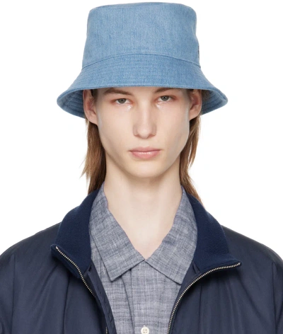 Nanamica Blue Denim Bucket Hat In Ib Indigo Bleach
