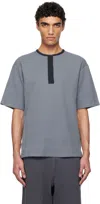Nanamica Blue Henry Neck Thermal Sweat Henley In Blue Gray