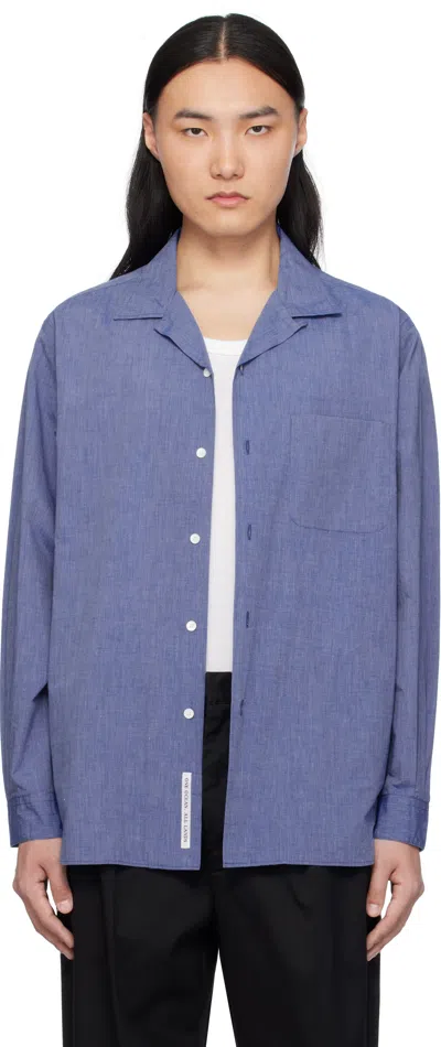 Nanamica Blue Open Collar End On End Shirt