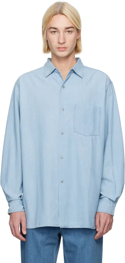 Nanamica Blue Regular Collar Chambray Shirt In Ib Indigo Bleach