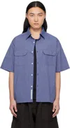 Nanamica Blue Regular Collar End On End Shirt In Blue
