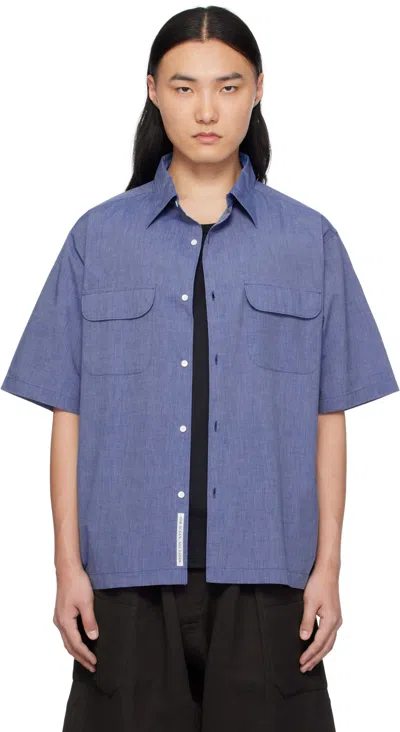 Nanamica Blue Regular Collar End On End Shirt