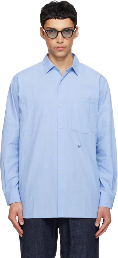 Nanamica Blue Regular Collar Wind Shirt
