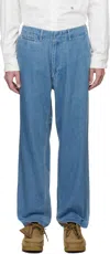 Nanamica Blue Wide Jeans In Ib Indigo Bleach