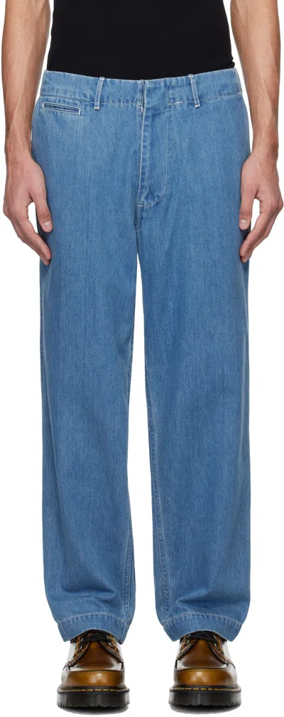 Nanamica Blue Wide Jeans In Light Indigo