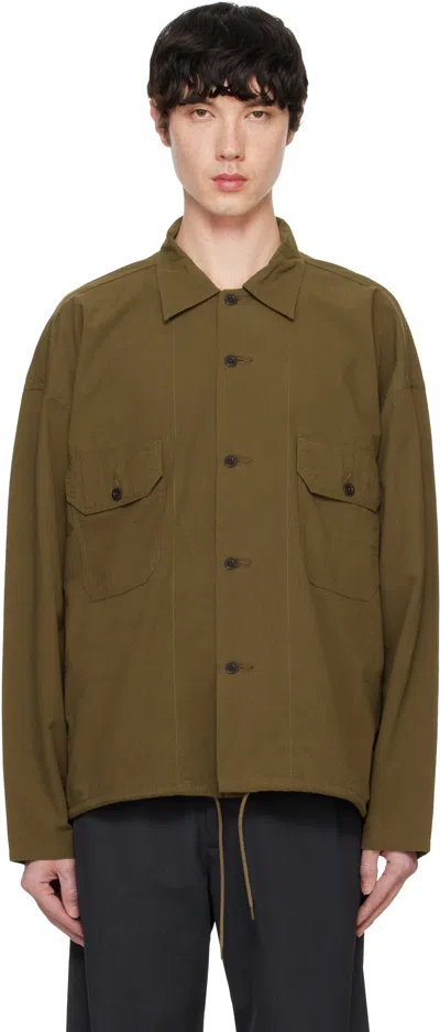 Nanamica Brown Cotton Wool Deck Shirt In Cy Coyote