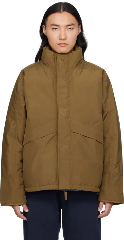 Nanamica Brown Gore-tex Short Down Jacket In Ws Wet Sand