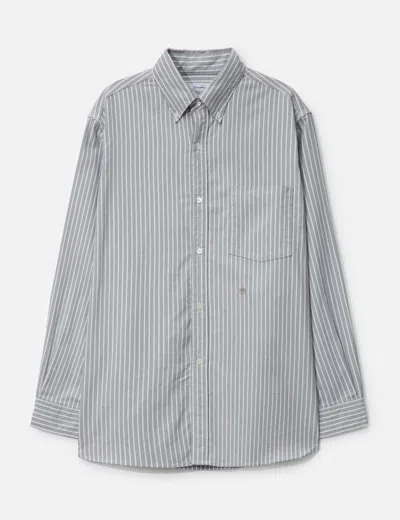 Nanamica Button Down Stripe Wind Shirt In Blue