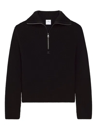 Nanamica Courregès Zipped Wool Sweater In Black