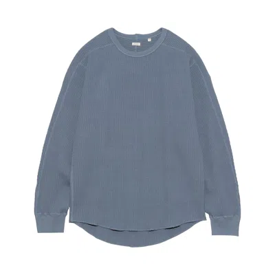 Pre-owned Nanamica Crewneck Thermal Sweatshirt 'blue Grey' | Men's Size L