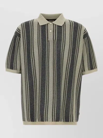 Nanamica Embroidered Striped Knit Polo Short Sleeves In Multi